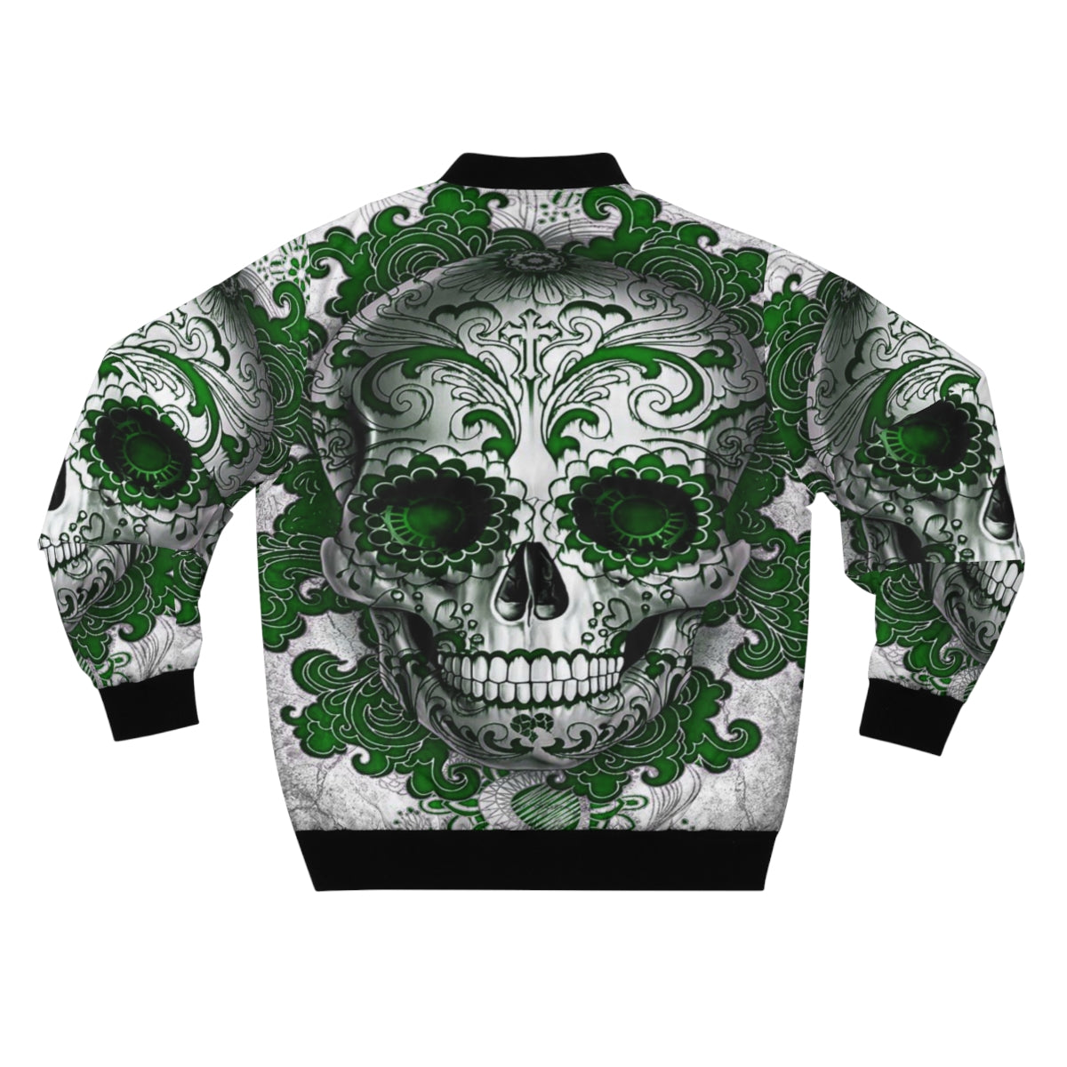 Green Sugar Skull Bomber Jacket