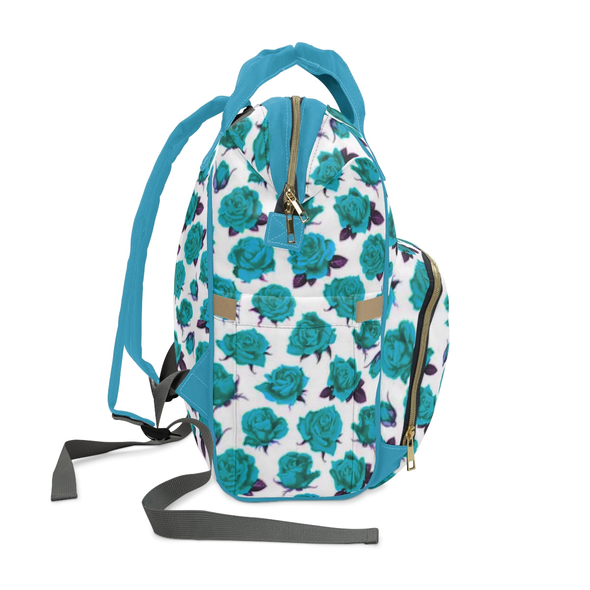 Teal Roses Multifunctional Backpack