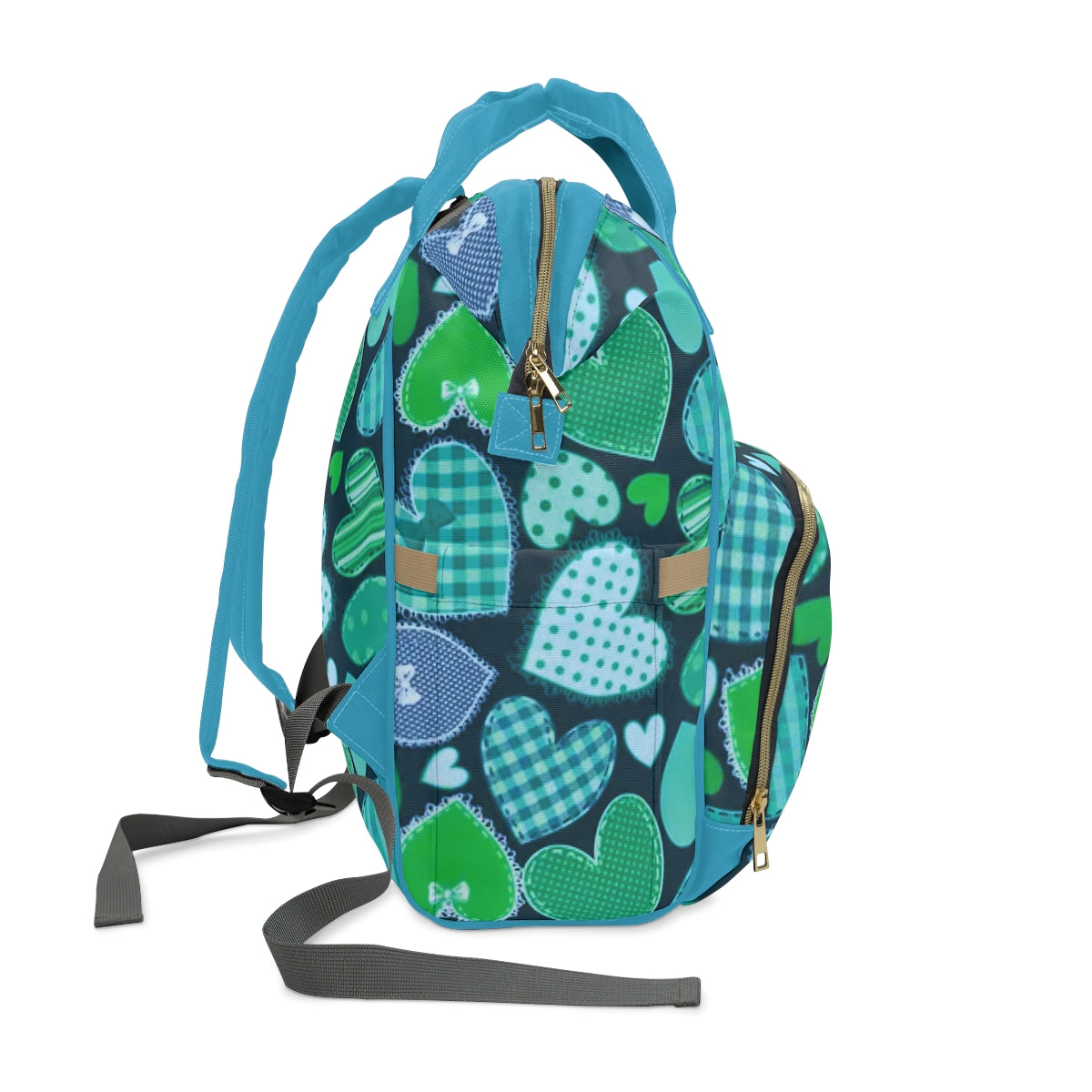 Cute Teal Hearts Multifunctional Backpack