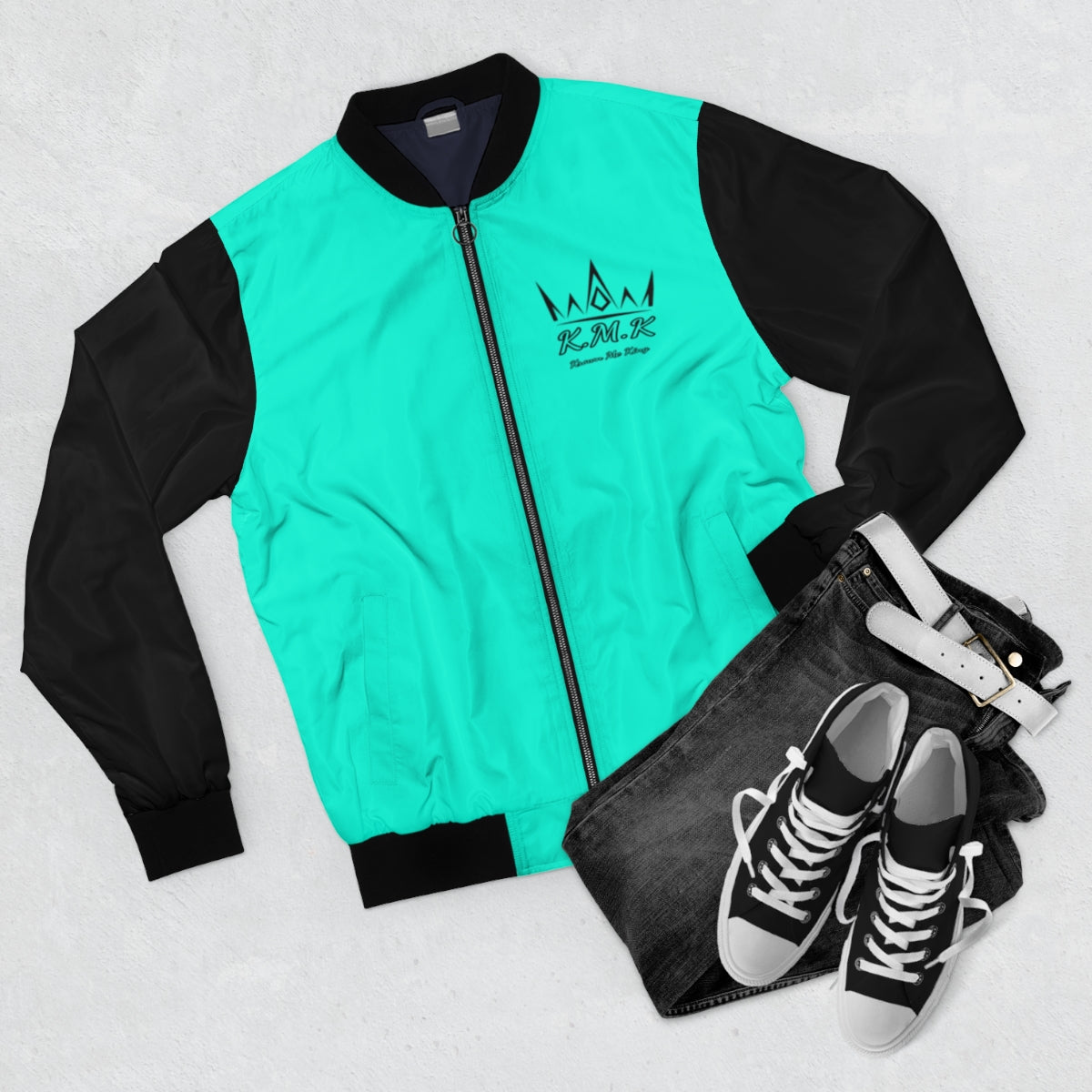 Krown Me King Teal & Black Men's Bomber Jacket