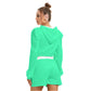 Teal & White Pentagram With Leaves Women's Micro Fleece Hoodie And Shorts Set