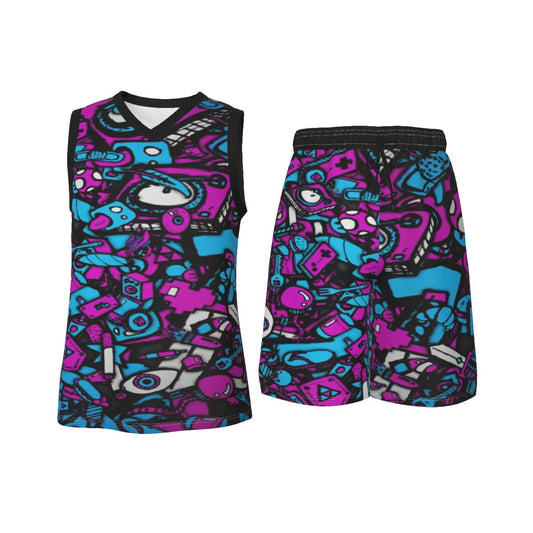 Get Trippy Men's V Neck Basketball Suit