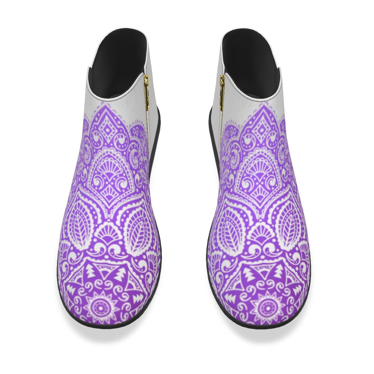 Beautiful Purple Flower Men's Fashion Boots