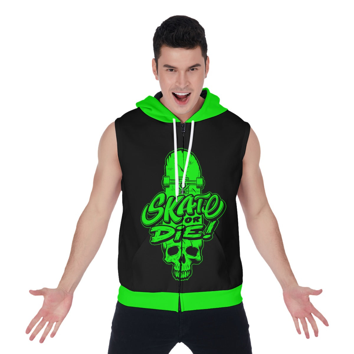 Skate Or Die Men's Zip-up Sleeveless Hoodie