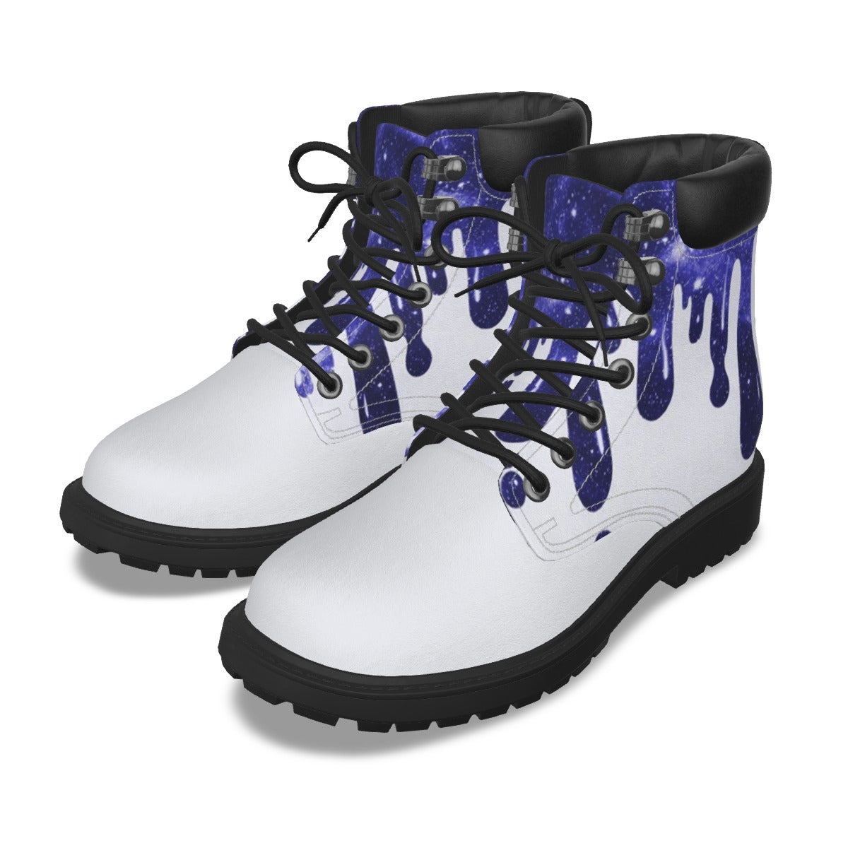 Drippy Blue & White Women's Short Boots