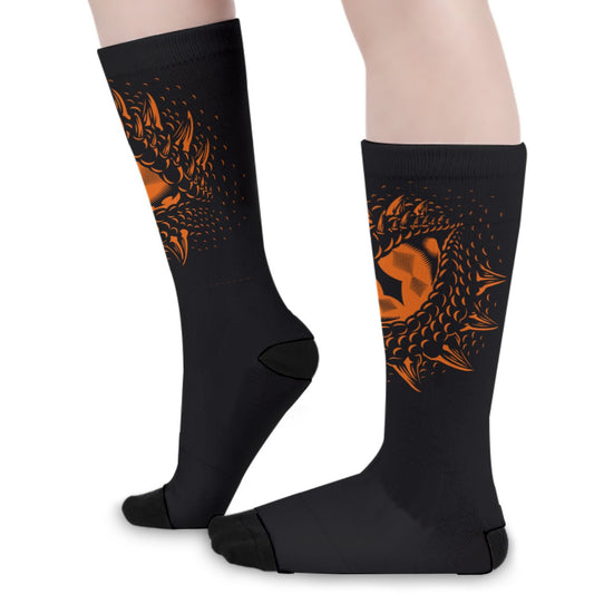 Orange & Black Dragons Eyes Long Socks