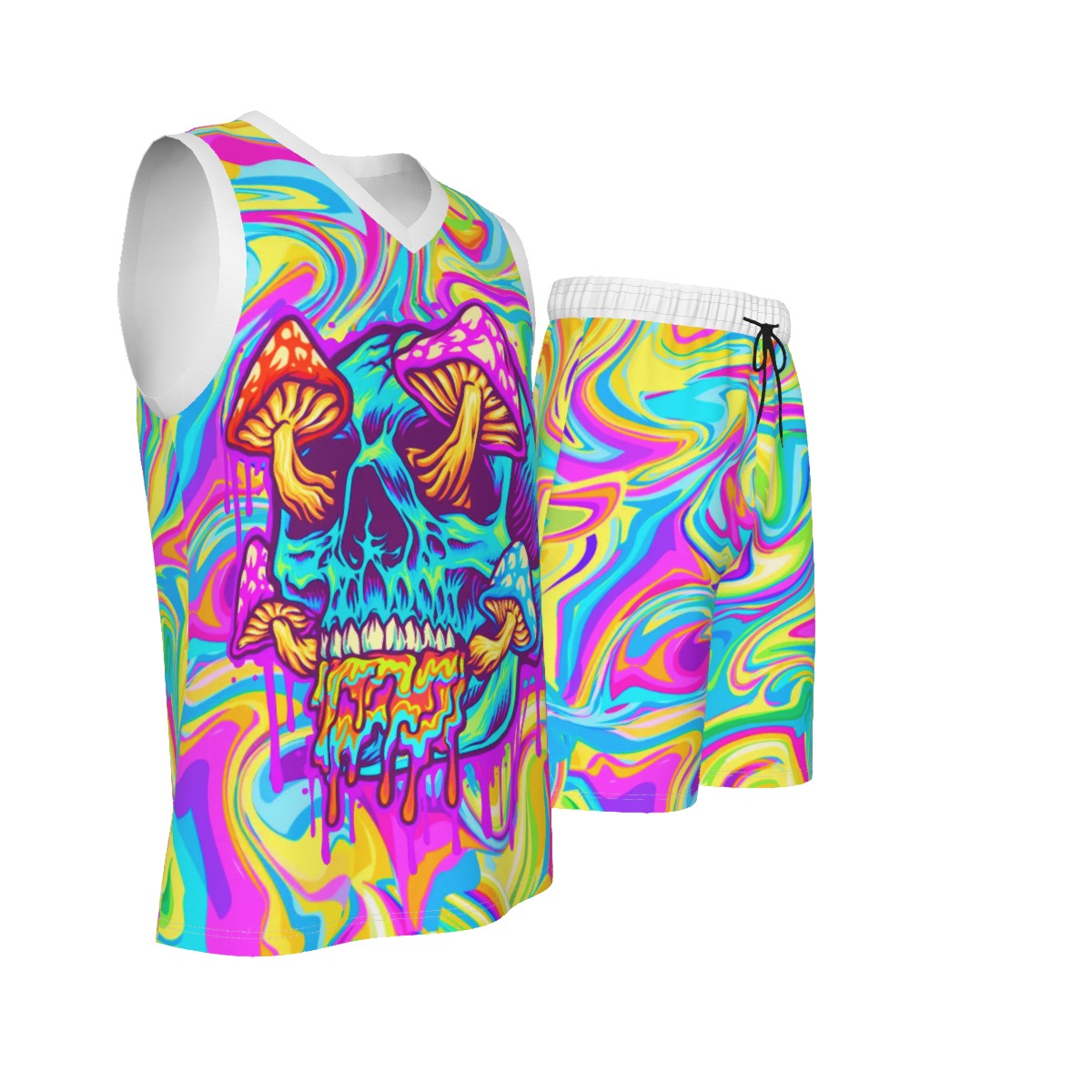 Psychedelic Men's V Neck Basketball Suit