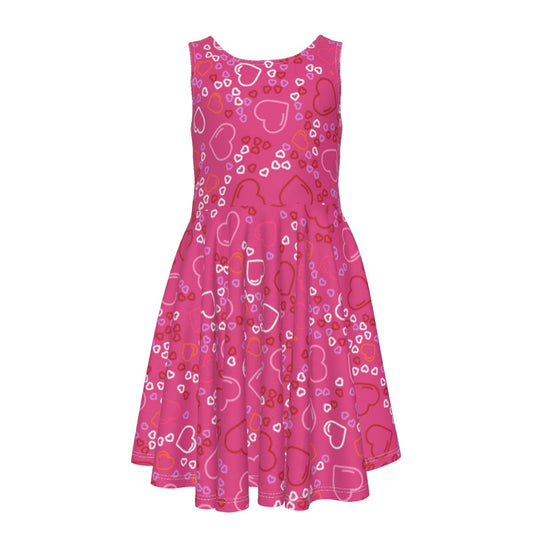 Pink Hearts Kid's Sleeveless Vest Dress