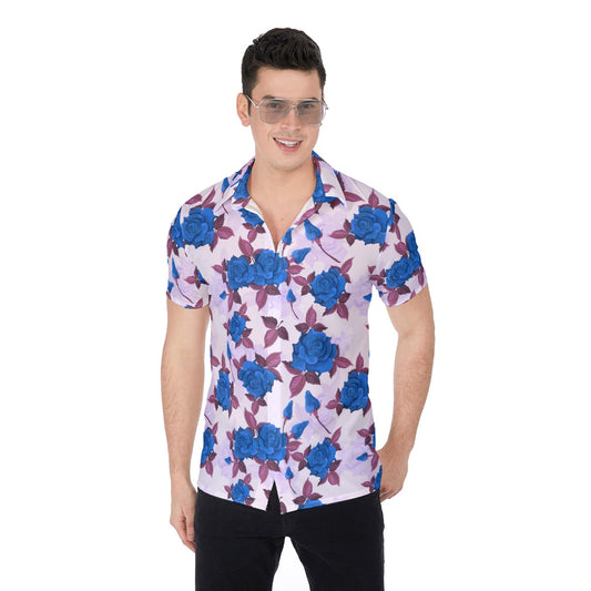 Blue Roses Men's Button Up