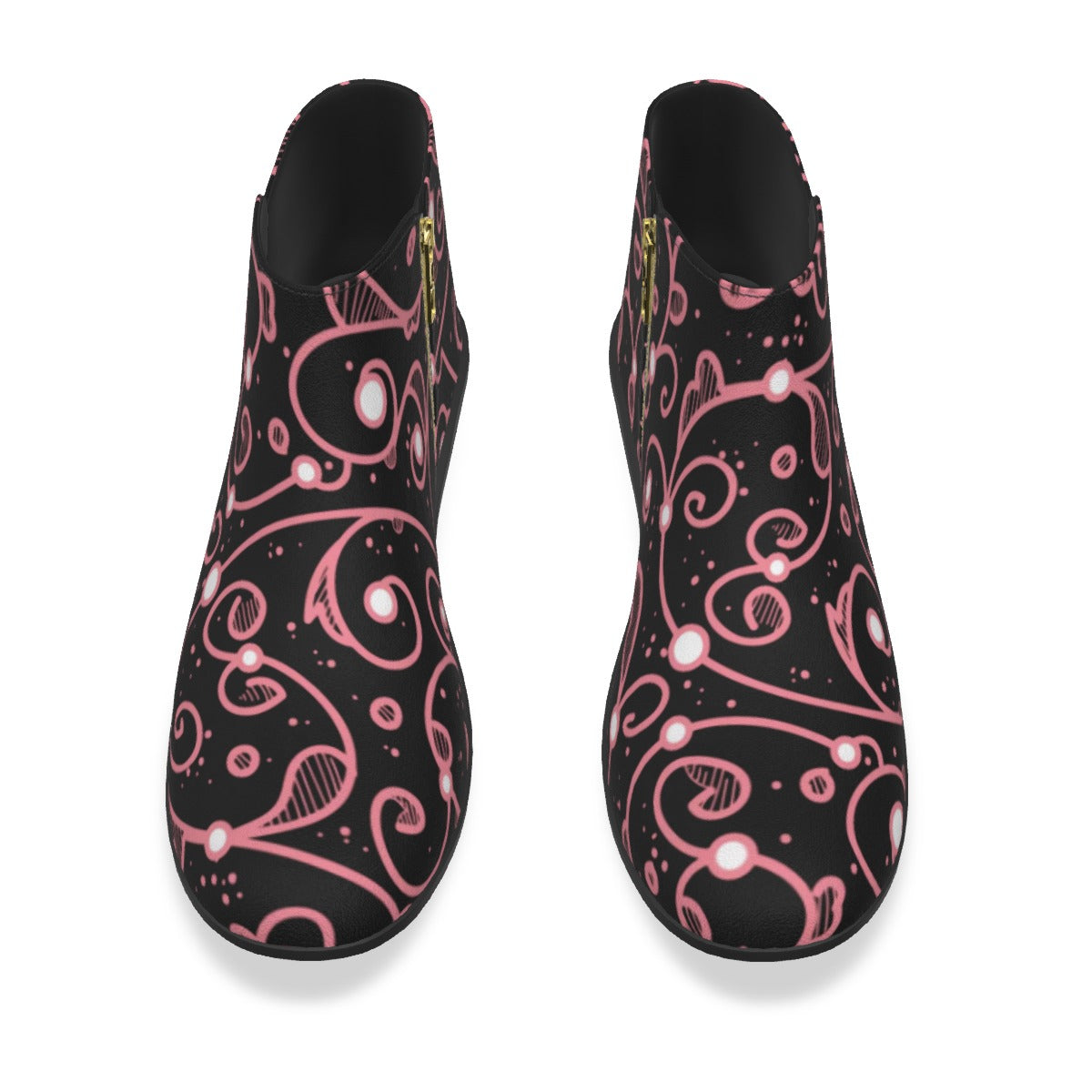 Black & Pink Swirls Men's Fashion Boots