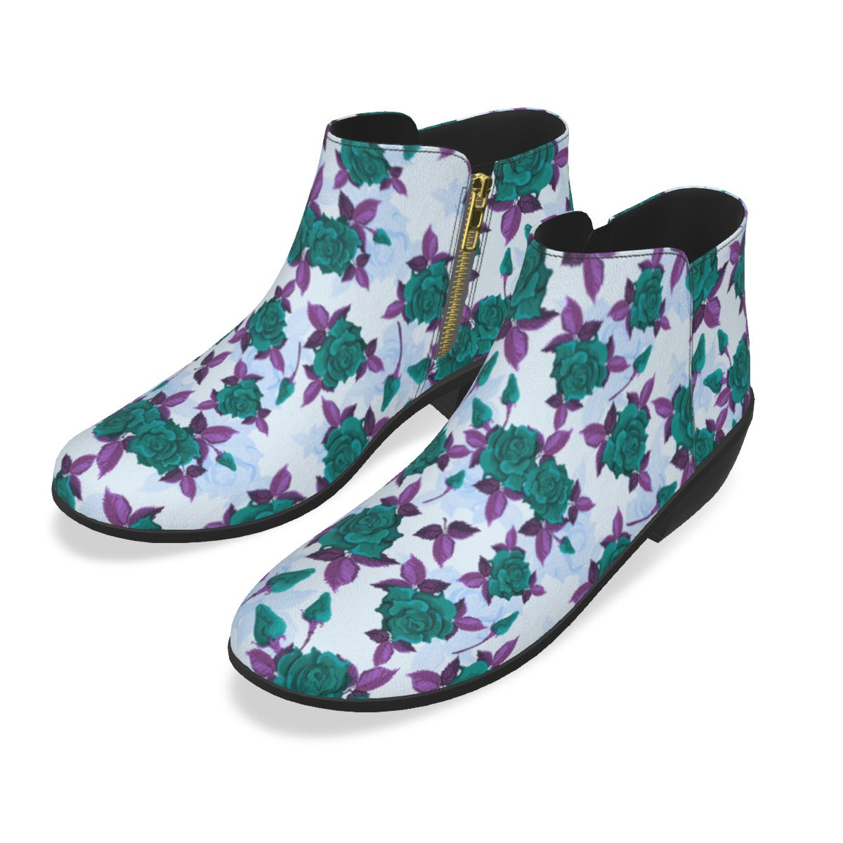 Teal Roses Men's Fashion Boots