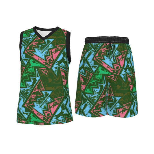 Abstract Men's V Neck Basketball Suit