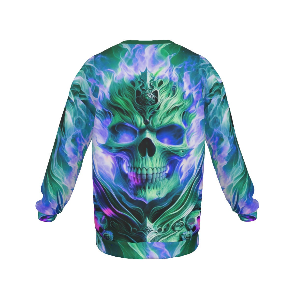 Men's Flaming Skull Drop Shoulder Round Neck Long-Sleeved Sweatshirt