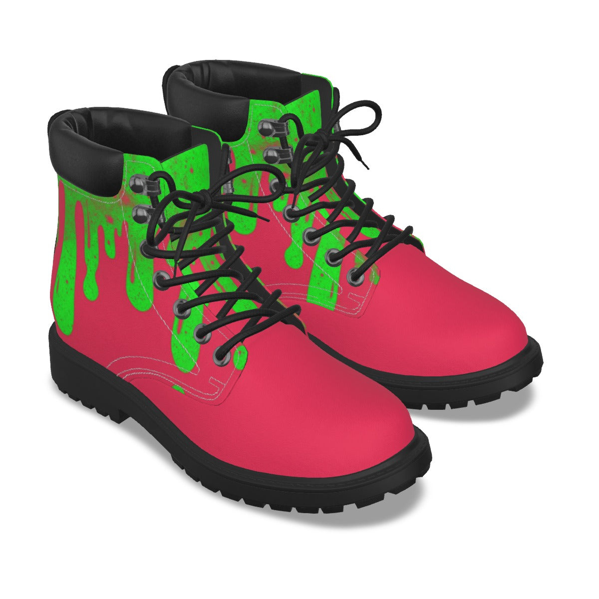 Drippy Green & Pink Men's Short Boots