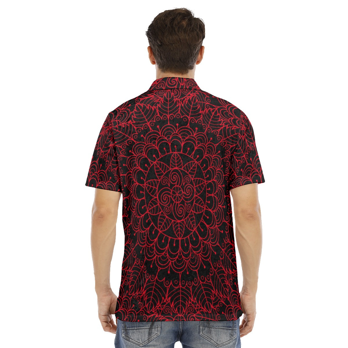 Black & Red Kingdom Men's Polo Shirt | Velvet