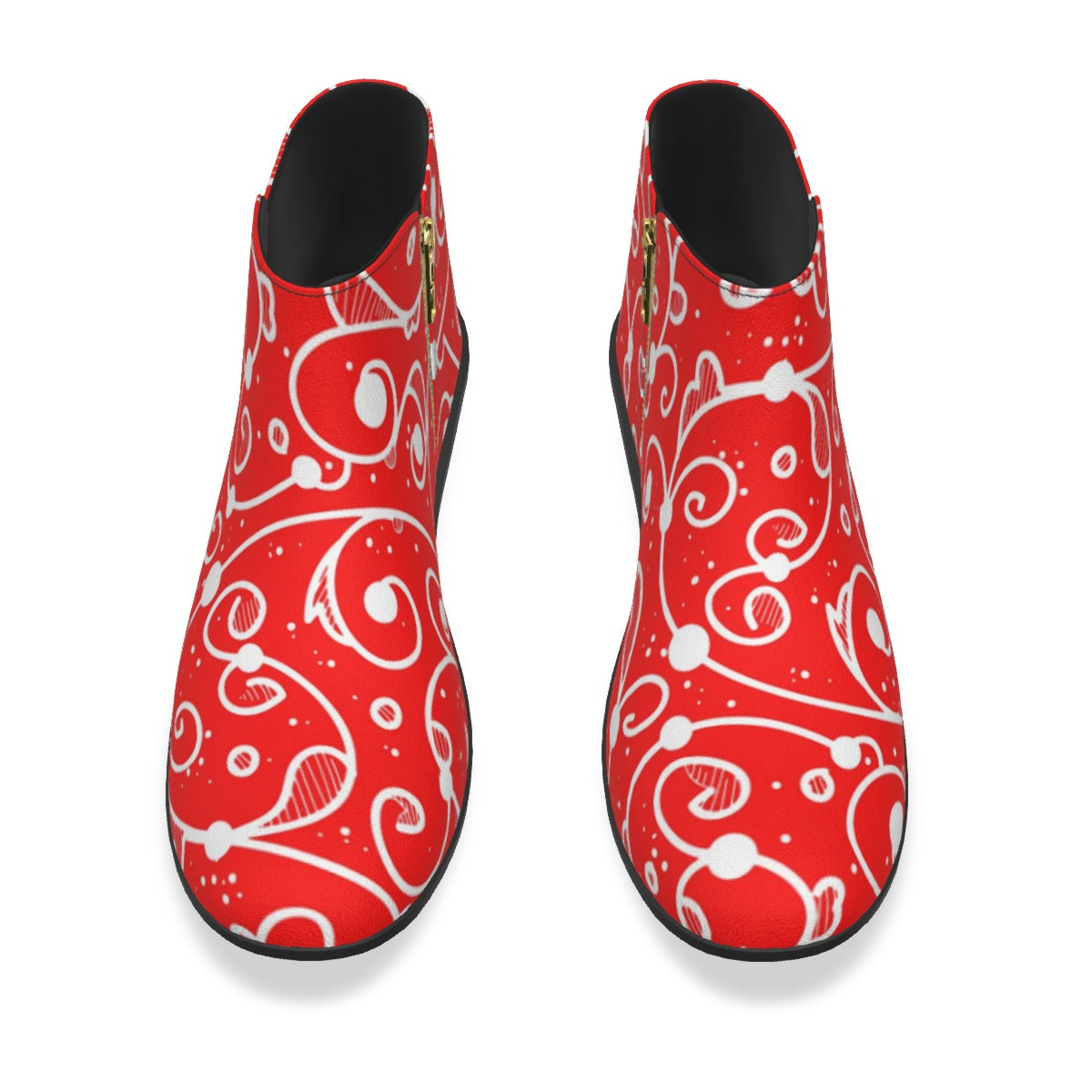 Red & White Swirls Men's Fashion Boots