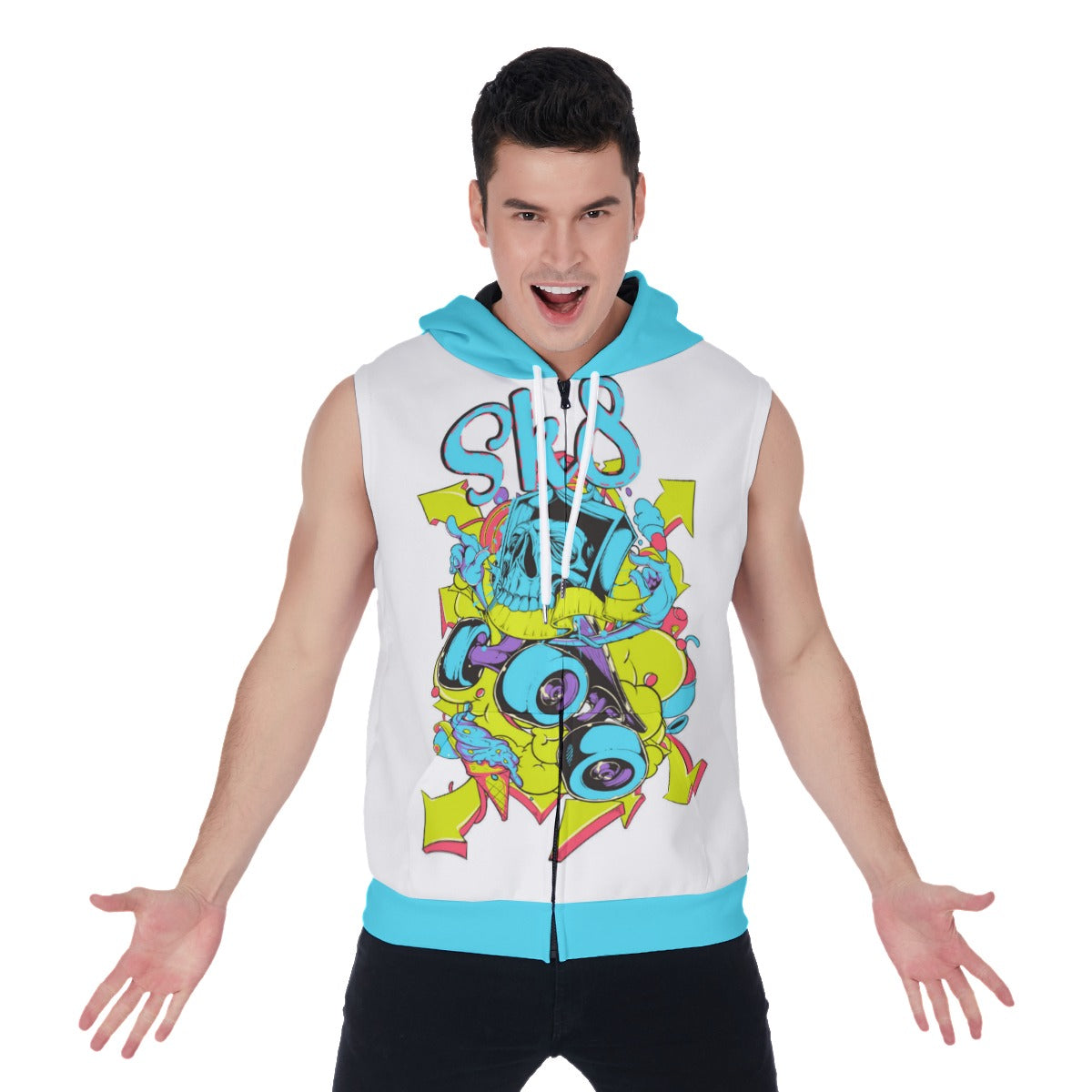 Sk8 Or Die Men's Zip-up Sleeveless Hoodie