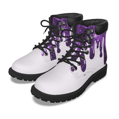 Drippy Purple & White Women's Short Boots