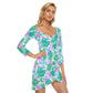 Garden Flowers Women's Off-shoulder Long Sleeve Dress