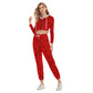 Red With Black Ink Splashes & Blots Women's Crop Hoodie Sports Sets