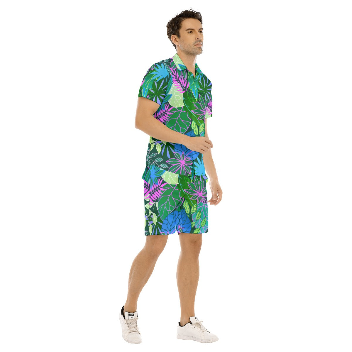 Neon Leaves Men's Short Sleeve Shirt Sets