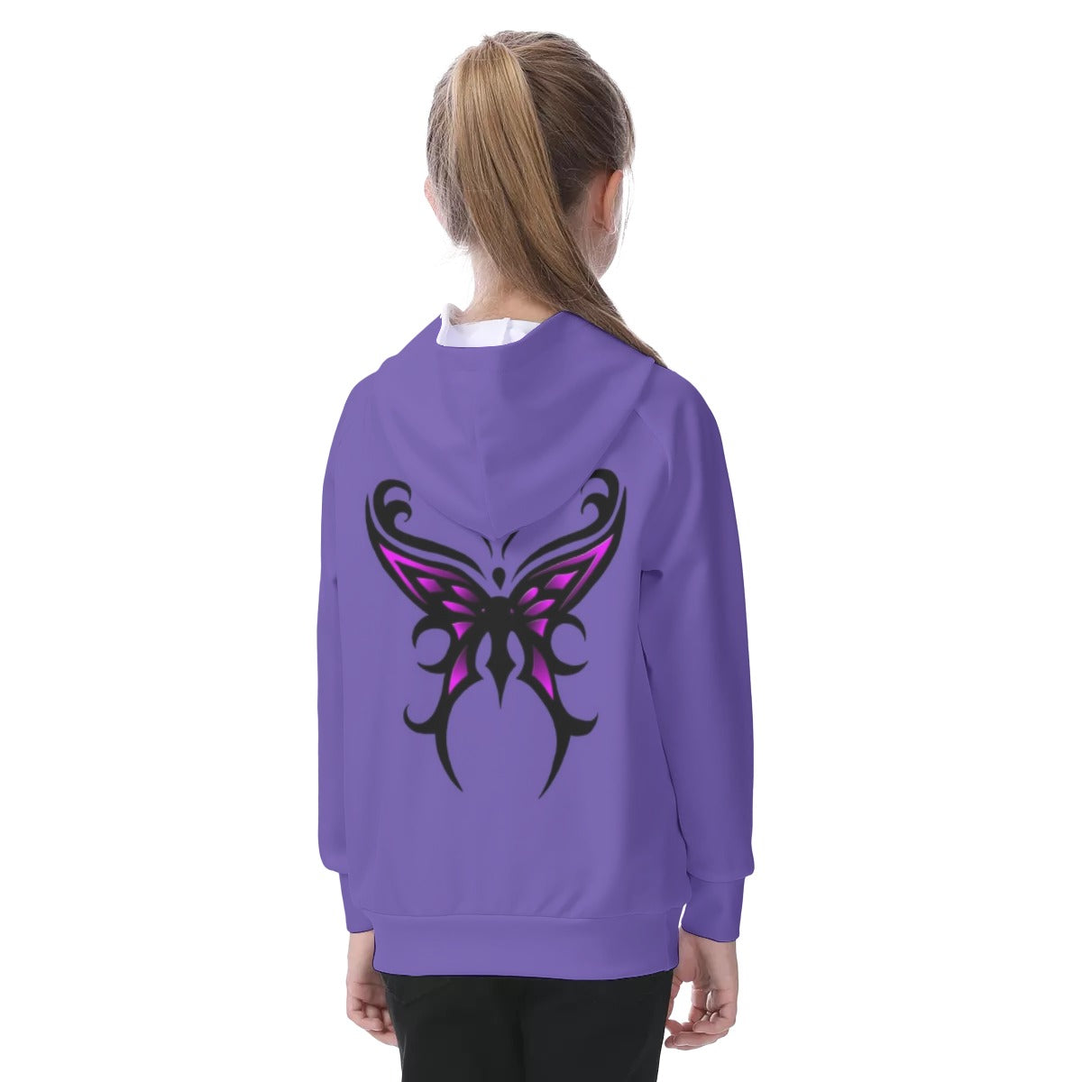 Butterfly Kid's Raglan Pullover Hoodie