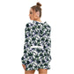Glitchy Abstract Pattern Women's Micro Fleece Hoodie And Shorts Set