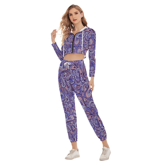 Beautiful Paisley Women's Crop Hoodie Sports Sets