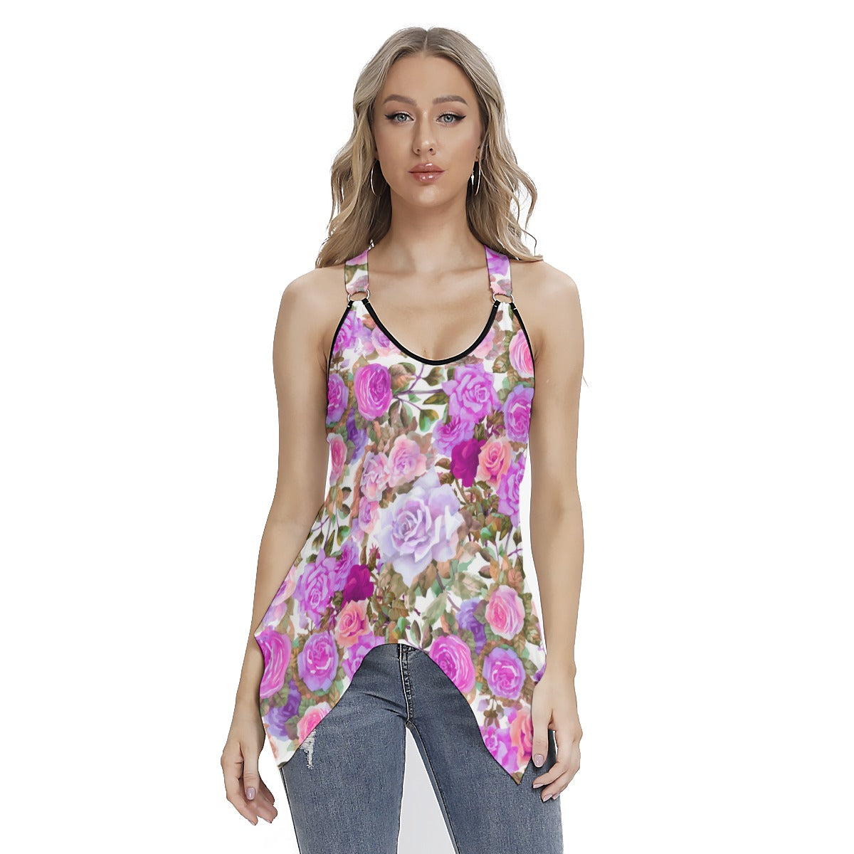 Beautiful Pink Roses Women's Skinny Sport Tank Top