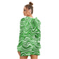 Green Wavy Baby Women's Micro Fleece Hoodie And Shorts Set