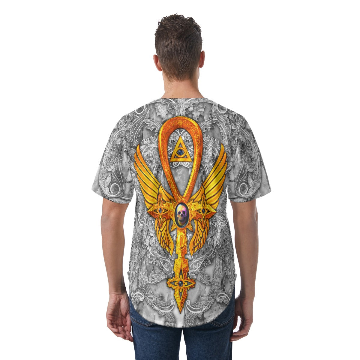 Men's Egyptian Ankh Short Sleeve Baseball Jersey