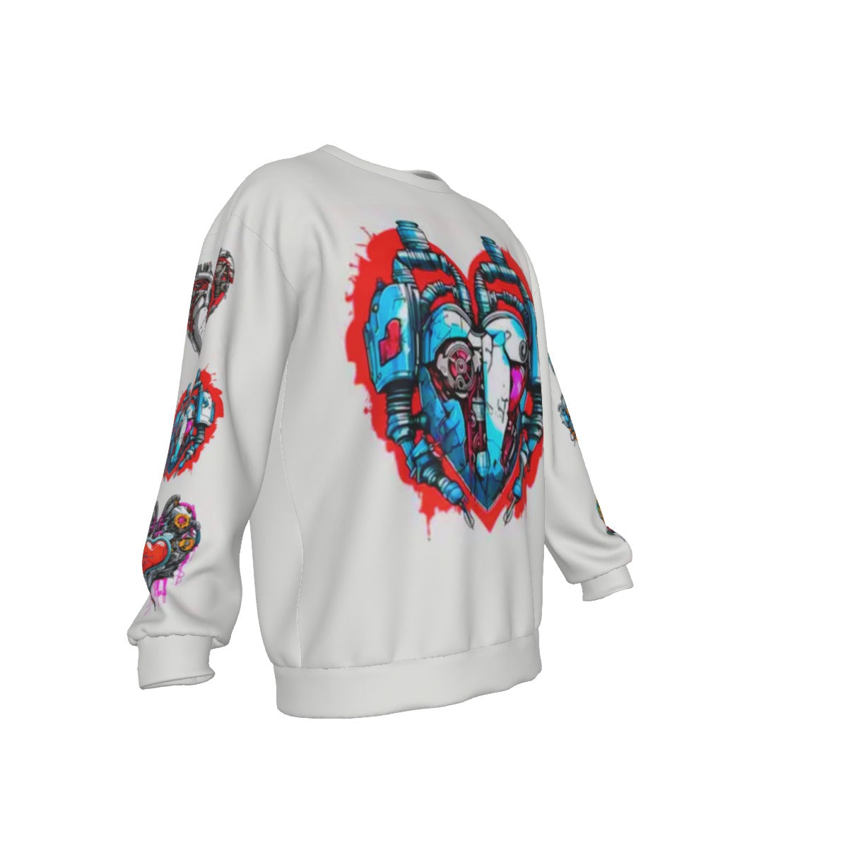 Bionic Hearts Men's Drop Shoulder Round Neck Long-Sleeved Sweatshirt