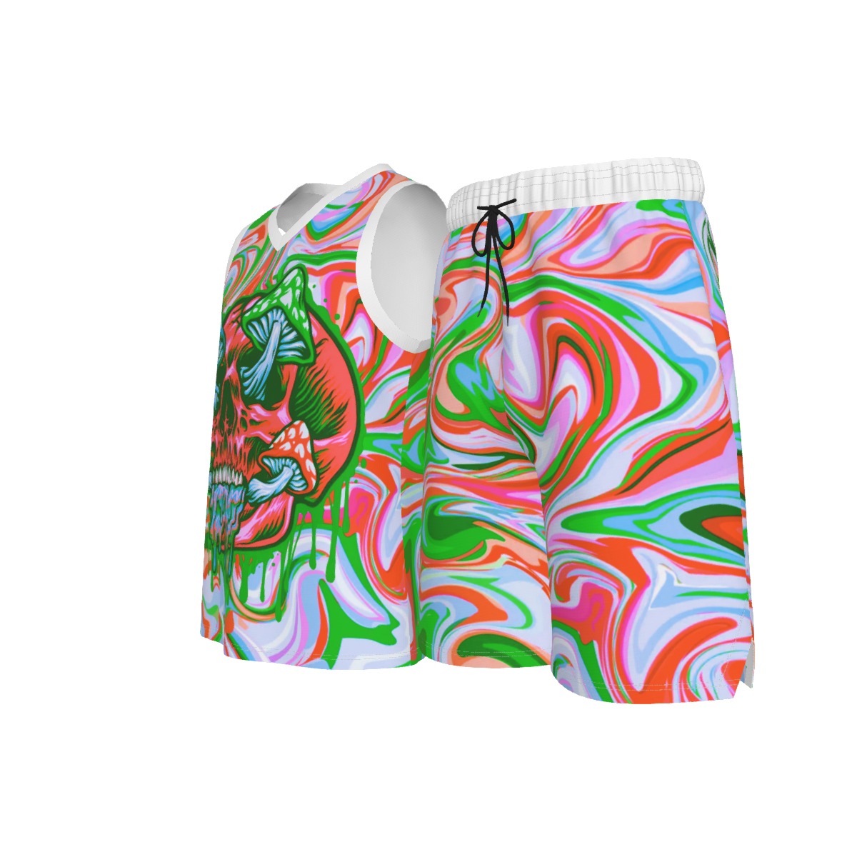 Psychedelic Men's V Neck Basketball Suit