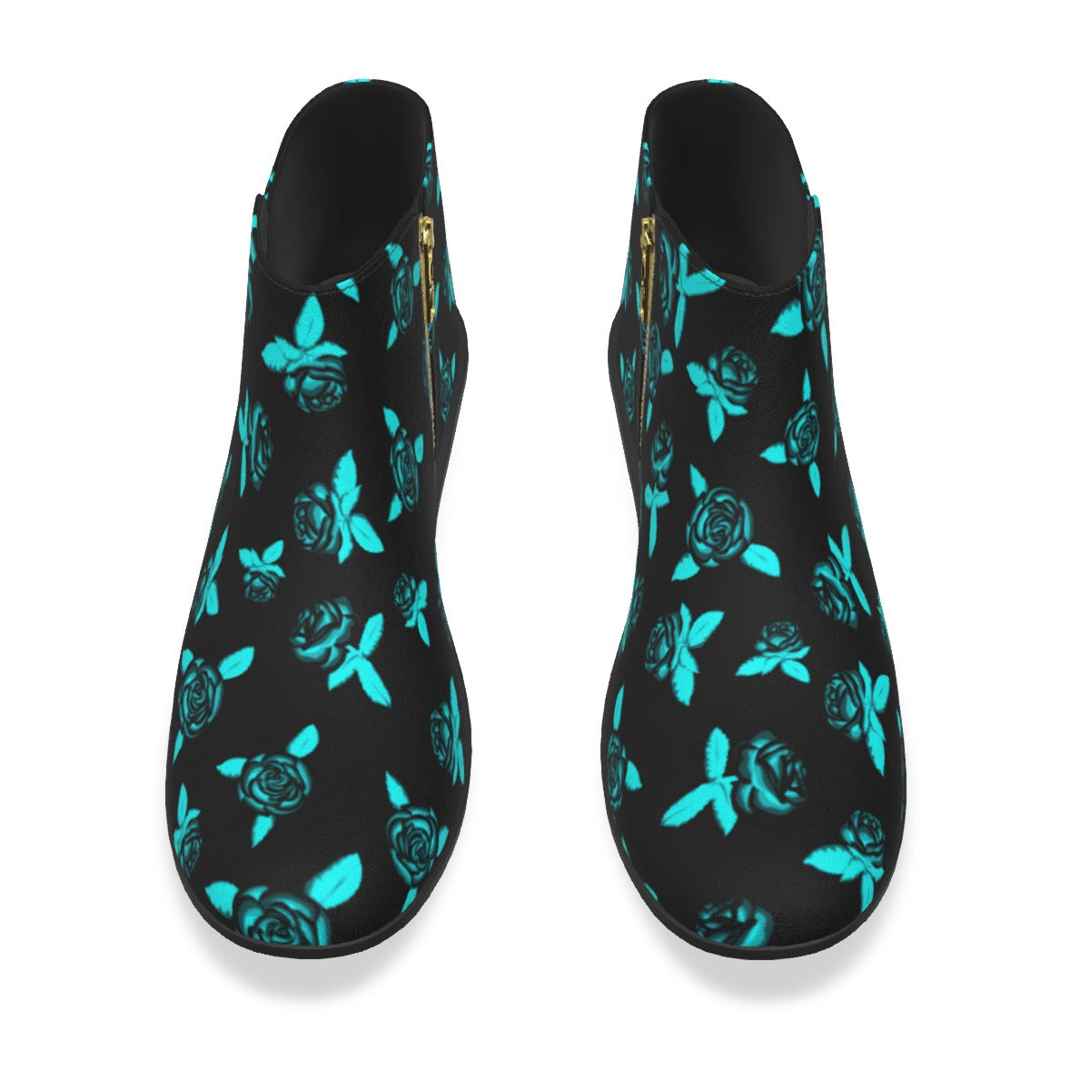 Black & Teal Roses Men's Fashion Boots