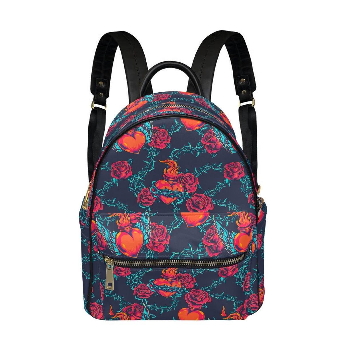 Hearts & Roses Tattoo Style Small Size Backpack