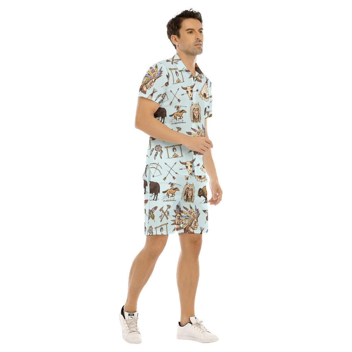 Men's Indian Tribal Short Sleeve Shirt Sets