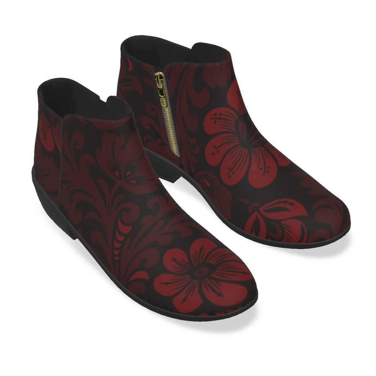 Red Flowers Men's Fashion Boots