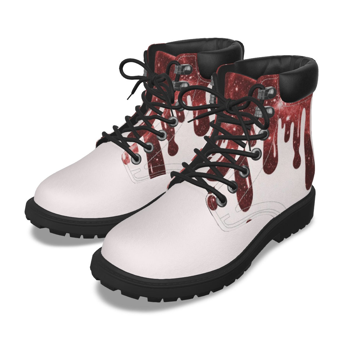 Drippy Red & White Women's Short Boots