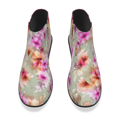 Pink & Red Abstract Flowers Men's Fashion  Boots