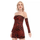 Red Bellafonte Animal Print Off-shoulder Back Lace-up Dress