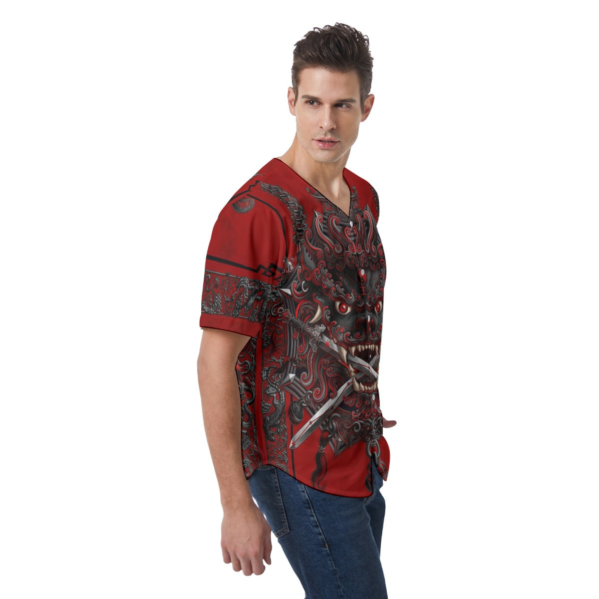 Men's Chinese Dragon Short Sleeve Baseball Jersey