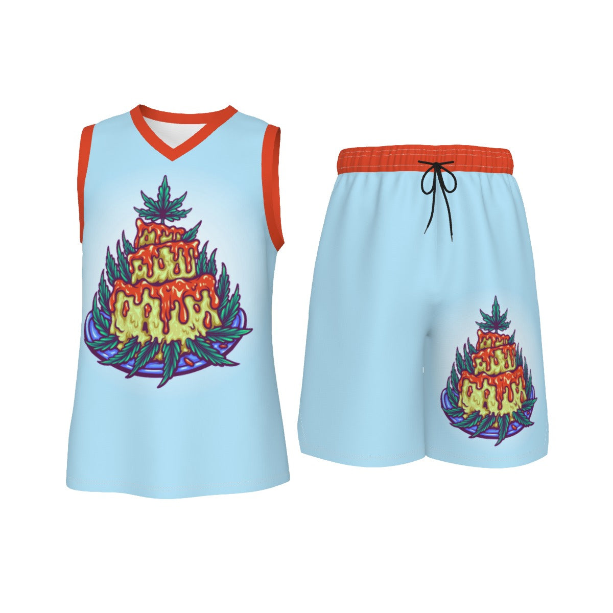 Stoners Only Birthday Cake Men's V Neck Basketball Suit