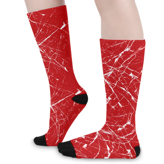 Red & White Splatter Long Socks