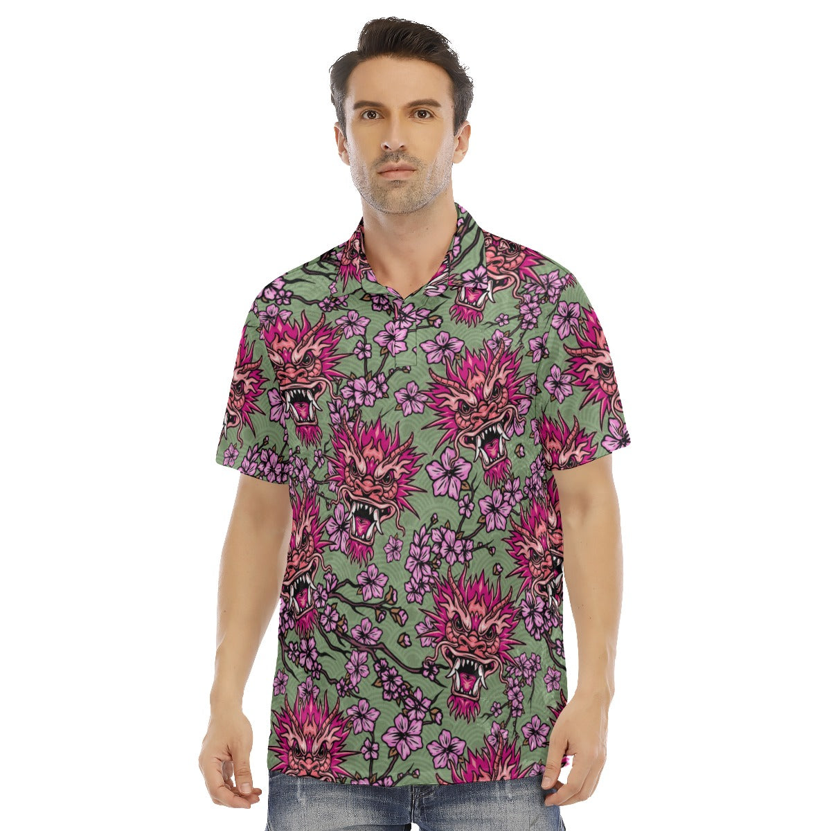 Japanese Dragons Men's Polo Shirt | Velvet