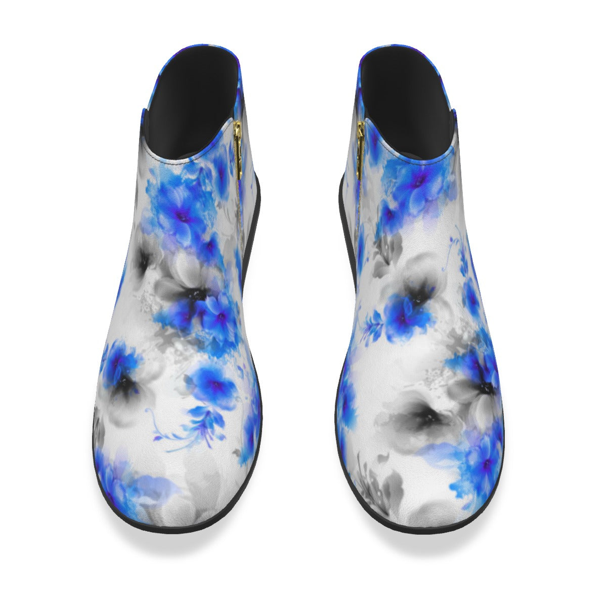 Blue Abstract Flowers Men's Fashion Boots