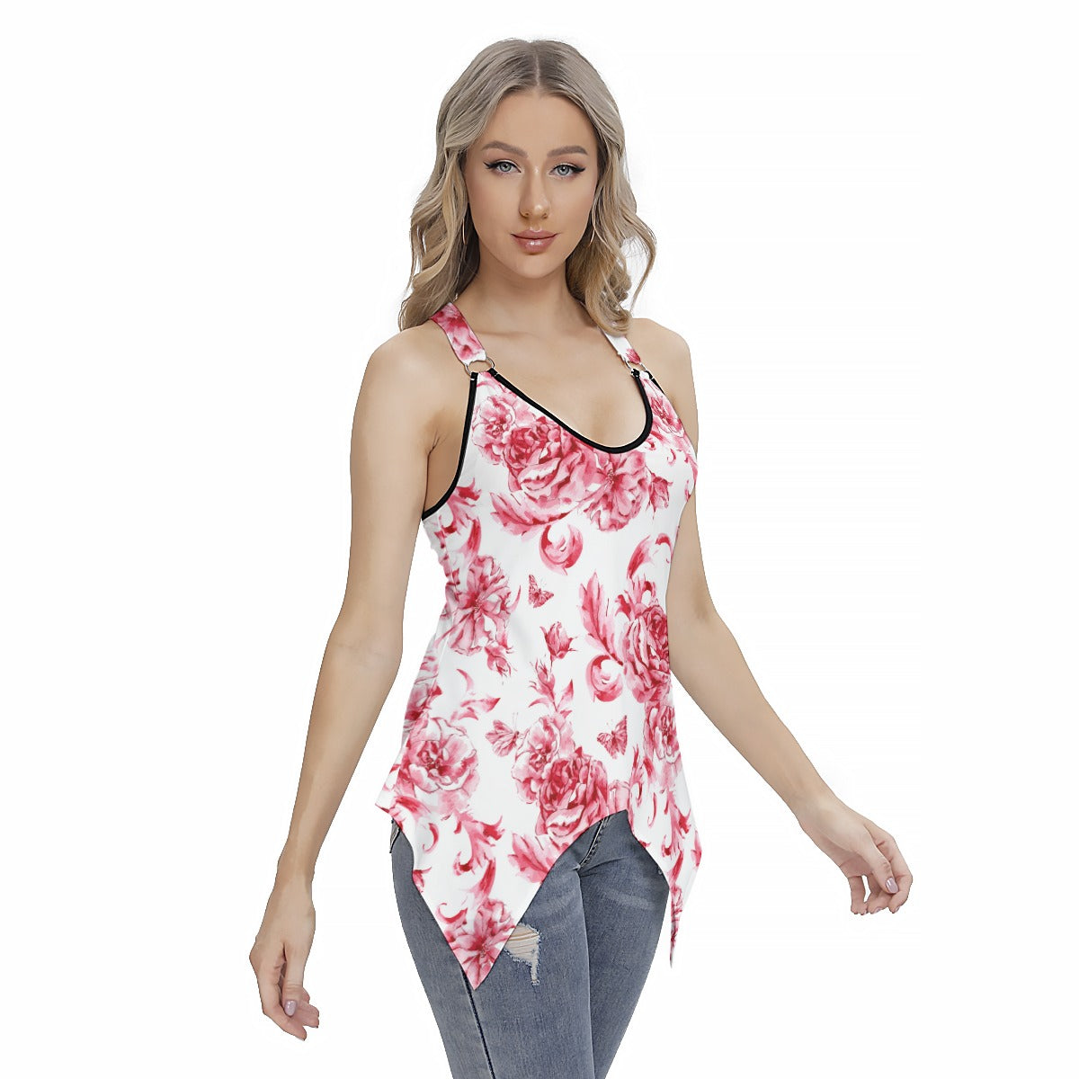 Vintage Red Roses Women's Skinny Sport Tank Top