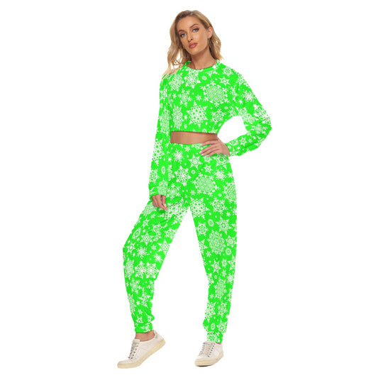 Snow Flake Women's Crop Sweatshirt Suit