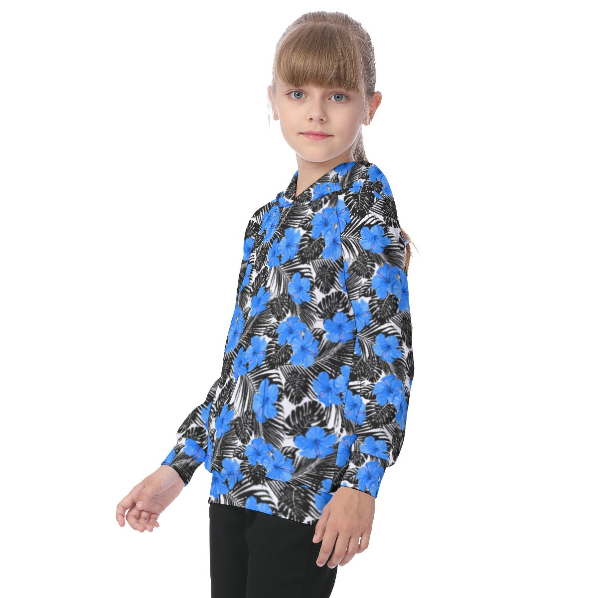 Tropic Flowers Kid's Raglan Pullover Hoodie