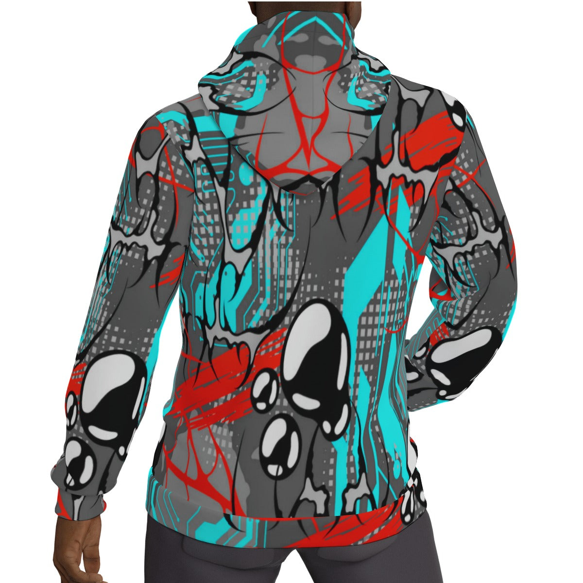 Cyber Tribal Gothic Style Men's Thicken Pullover Hoodie