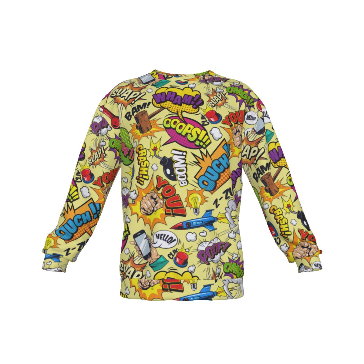 Comic Book Men's Drop Shoulder Round Neck Long-Sleeved Sweatshirt